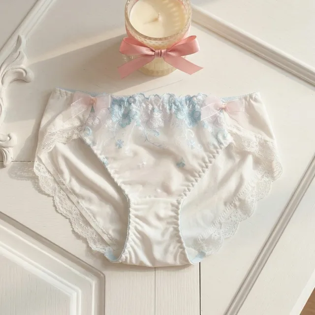 Comfortable Mid Waist Lace Floral Briefs Bow Sweet Lace Embroidered Panties Milk Silk Cotton Crotch Women Underwear Women 2 Comfortable Mid Waist Lace Floral Briefs Bow Sweet Lace Embroidered Panties Milk Silk Cotton Crotch Women Underwear Women 2