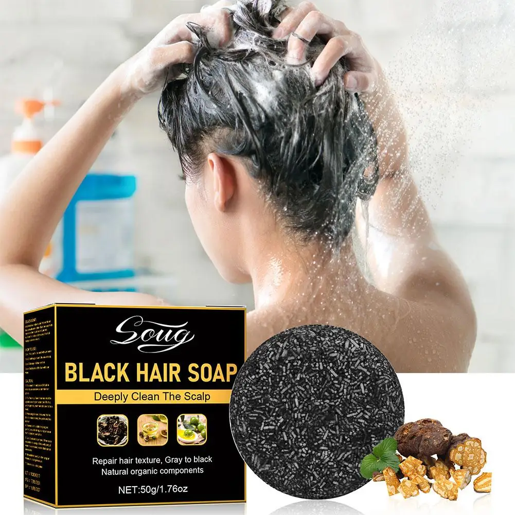 Hair Shampoo Soap Polygonum Multiflorum Shampoo Soaps Soap Black Shampoo Cover Shampoo Soap To Canas Hair Gray Dye Bar U9S5