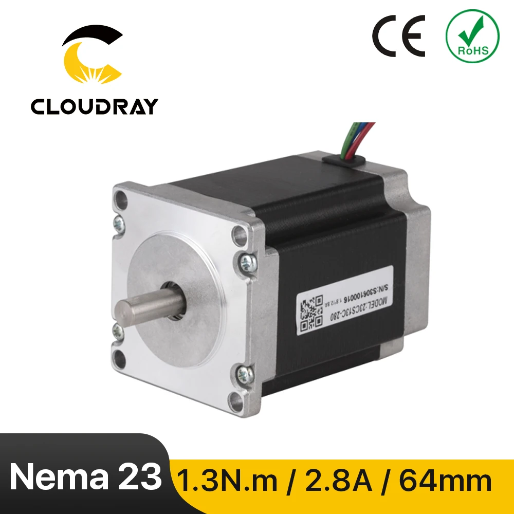 Nema 23 Stepper Motor 64mm 2 Phase 1.3N.m 2.8A Stepper Motor 4-lead Cable for 3D printer CNC Engraving Milling Machine