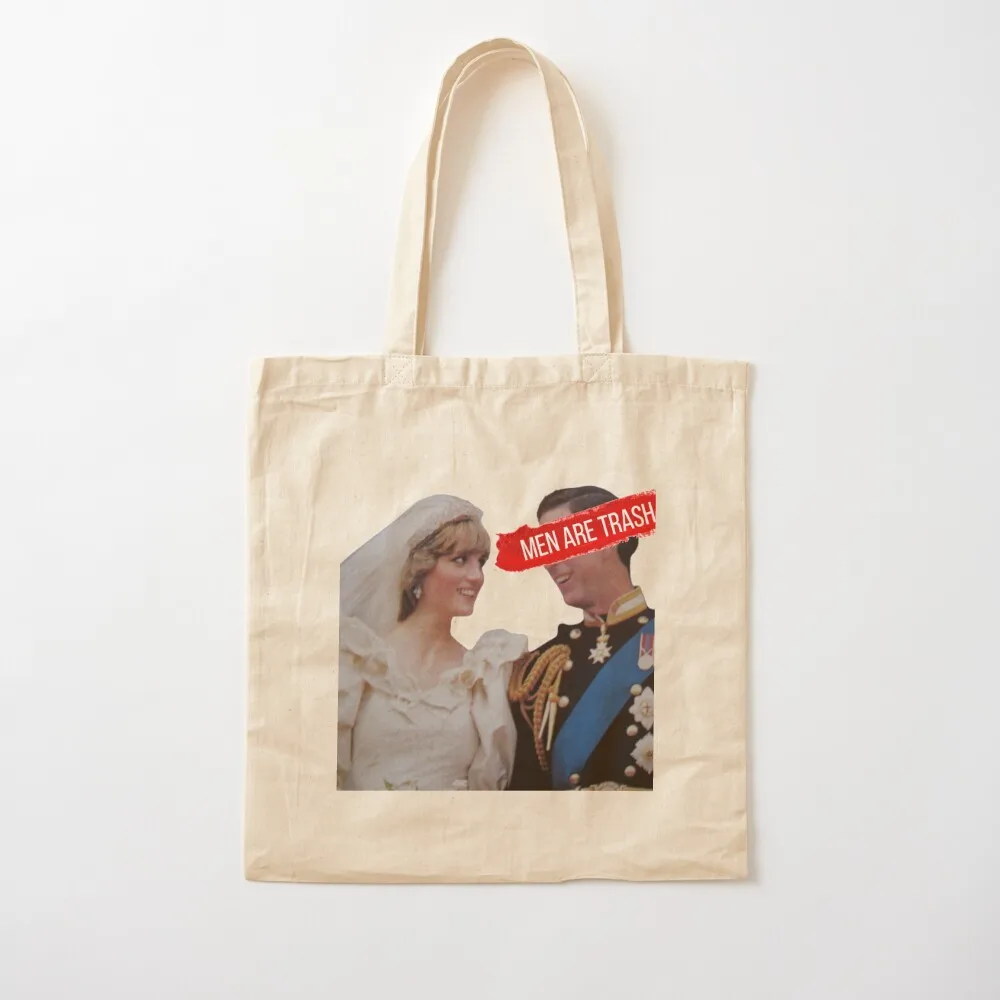 Men Are Trash Charles and Diana Tote Bag university shopper bag large size bags shopping bags foldable ecological bags