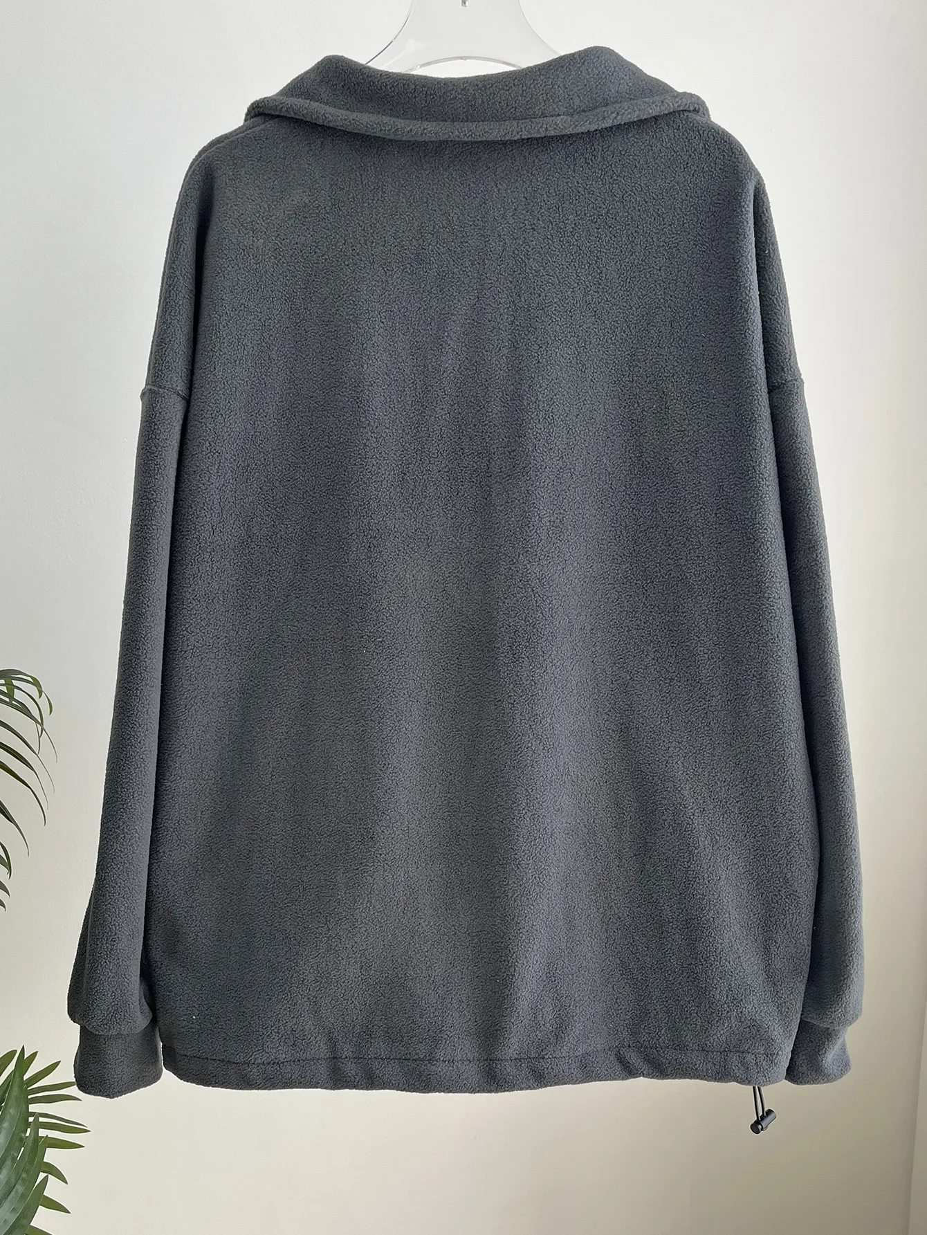 Sudadera Holgada de Felpa para Mujer con Media Cremallera, Hombros Caídos, Estilo Casual para Otoño