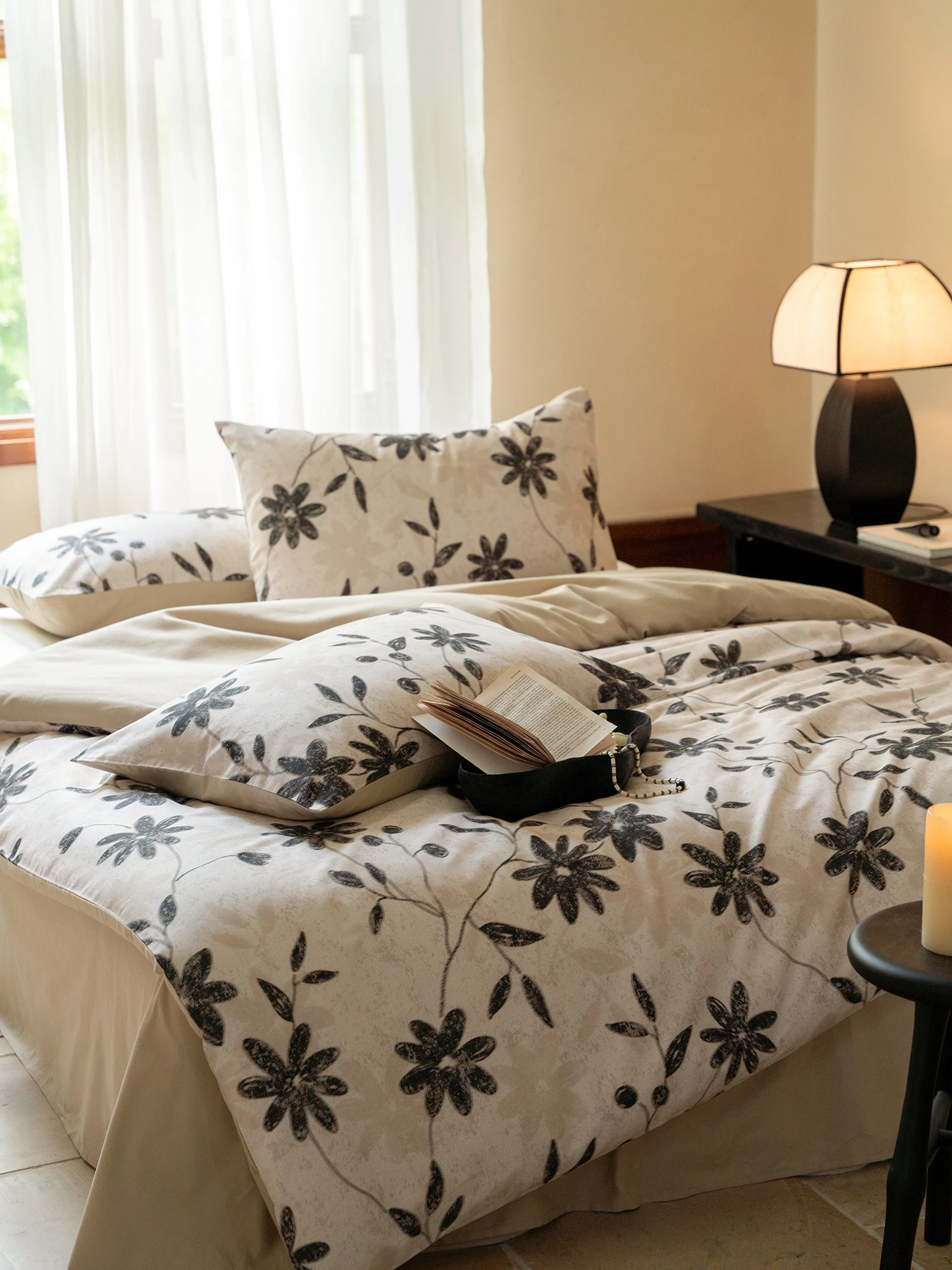Thickened Pure Cotton Floral Print Bedding Set Autumn Winter Warm Flannel Bed Sheet Cover Quilt Cover All Cotton Bedding