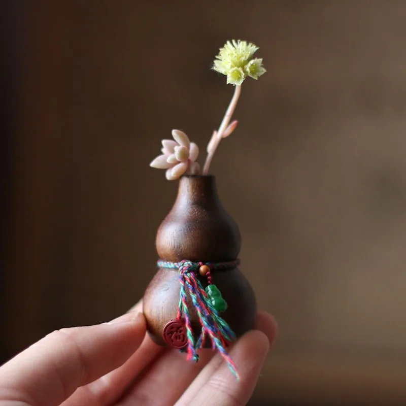 2/4pcs Wood Gourd Aroma Diffuser Desktop Ornament Portable Essential Oil Fragrance No Heat Mini Flower Vase Home Car Air Freshen