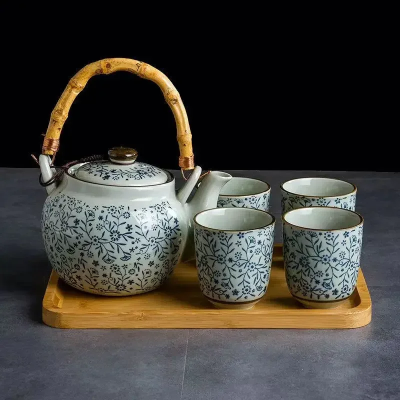 Yamada Japanese-style Hand-painted Under-glaze Coloured Teapot Set with Pot and Cups Tea Set  Thanksgiving