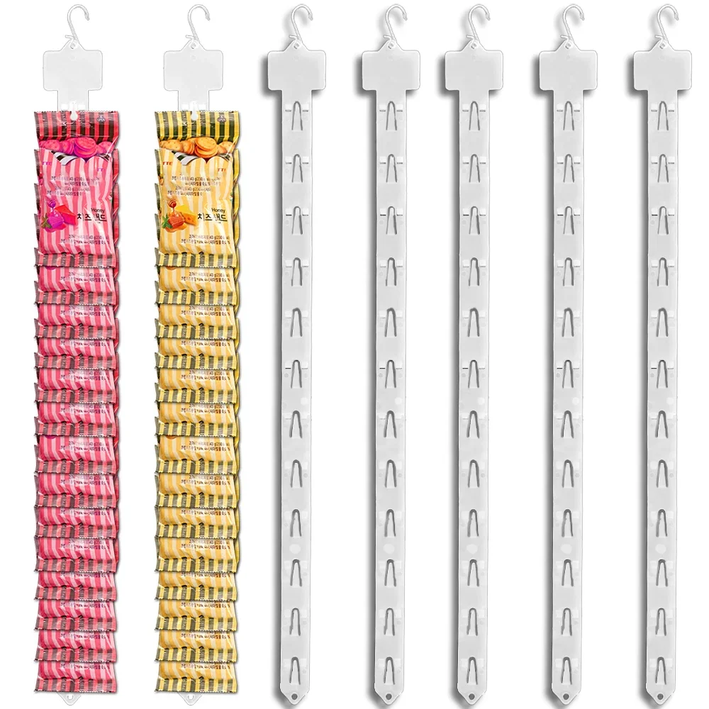 1/6pcs Supermarket Snack Plastic Hanging Strips Store Hanging Snacks Display Hanger Hooks Household Snack Storage Strip Clips