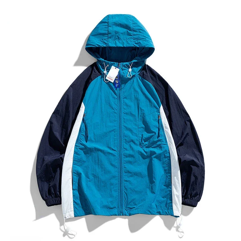 M-8XL Big Size Zipper Sweatshirt Hooded Jacket Men Summer Sun Protection Clothing Lightweight Outdoor Sportswear Long Sleeve New