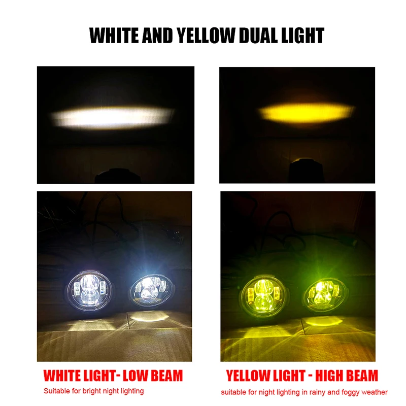 Picture 4: Pair 100W Motorcycle Headlight Fog Lights Dual Color Led Auxiliary Driving Light Spotlight Headlamp For BMW R1200GS Fog Lamps