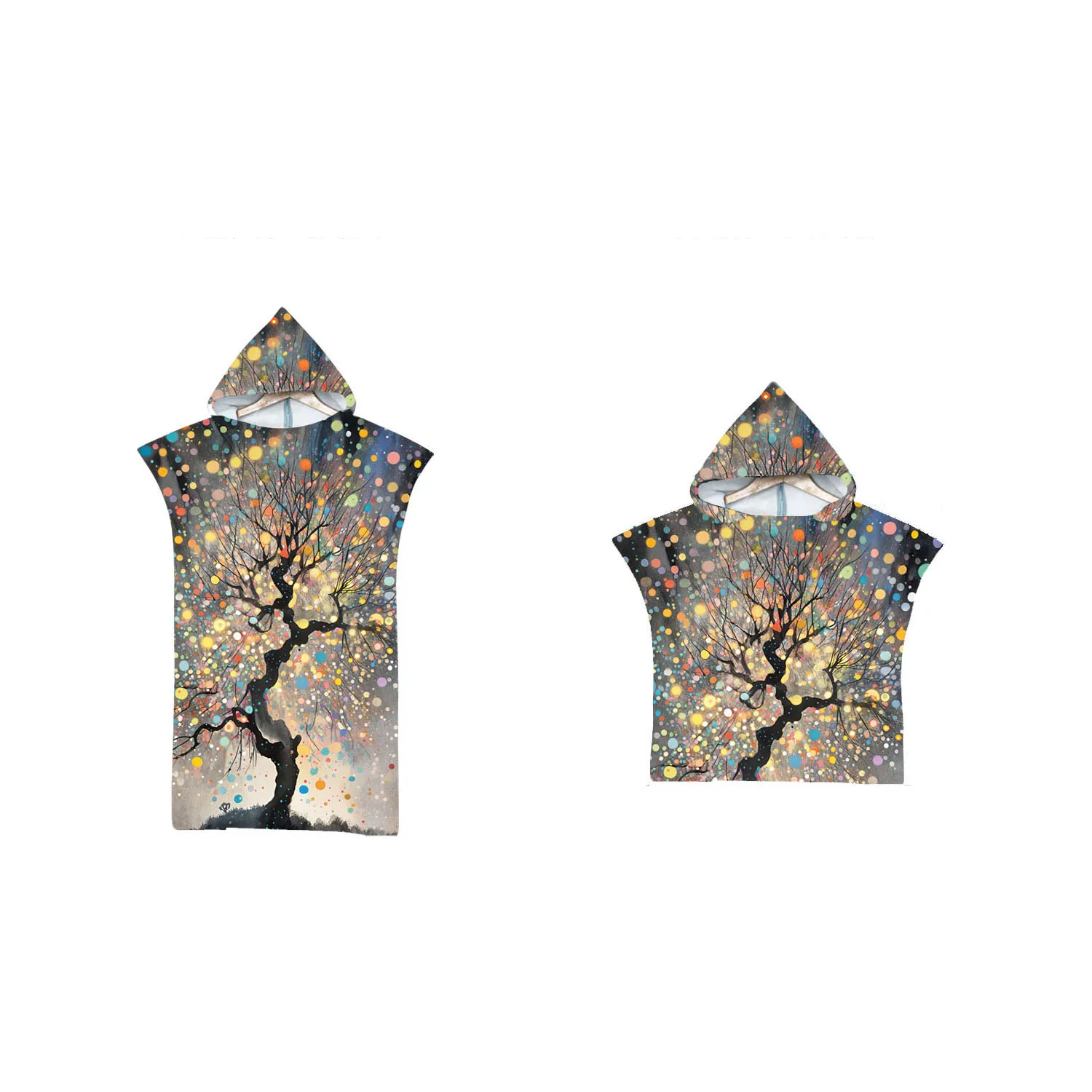 

Glittering Spots Tree Unisex Hooded Towel Beach Poncho for Adult Child,Surf Swim Changing Robe,Holiday Gift,Drop Shipping