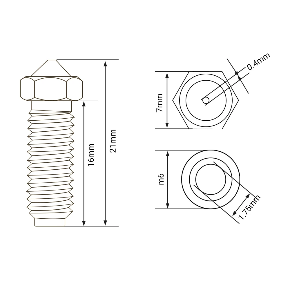 Anycubic Kobra 황동 화산 노즐, 고정밀 노즐, 1.75mm 필라멘트 3D 프린터 액세서리, 2 개