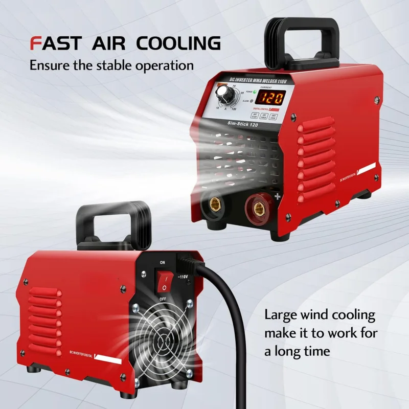 Stick Welder 110V, Actual 120Amp Smart Hot Start Arc Force Anti-Stick Mini Portable Welding Machine, Digital IGBT Inverter