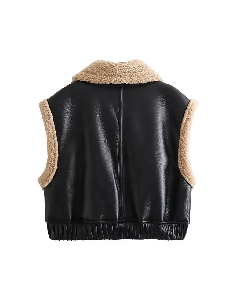 Colete piloto dupla face feminino, estilo europeu e americano, comércio exterior, nova moda, lapela de zíper versátil, 2024