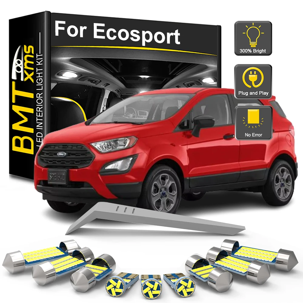 BMTxms 13Pcs For Ford Ecosport 2013 2014 2015 2016 2017 2018 2019 2020 2021 LED Interior Light Bulb Kit Car Map Dome Trunk Lamp