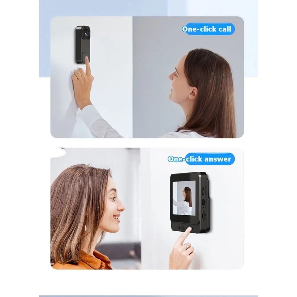 T19C Wireless Doorbell Camera With Monitor Smart Video Doorbell System 2-Way Audio Home Security Intercom Kit