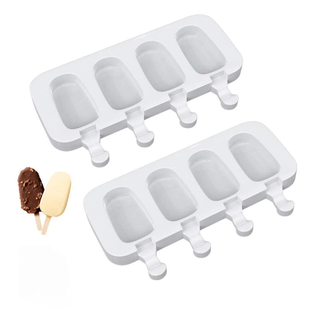 4/8 Holes Silicone Ice Cream Mold DIY Chocolate Dessert Popsicle Moulds Tray Ice Cube Maker Homemade Tools Summer Party Supplies