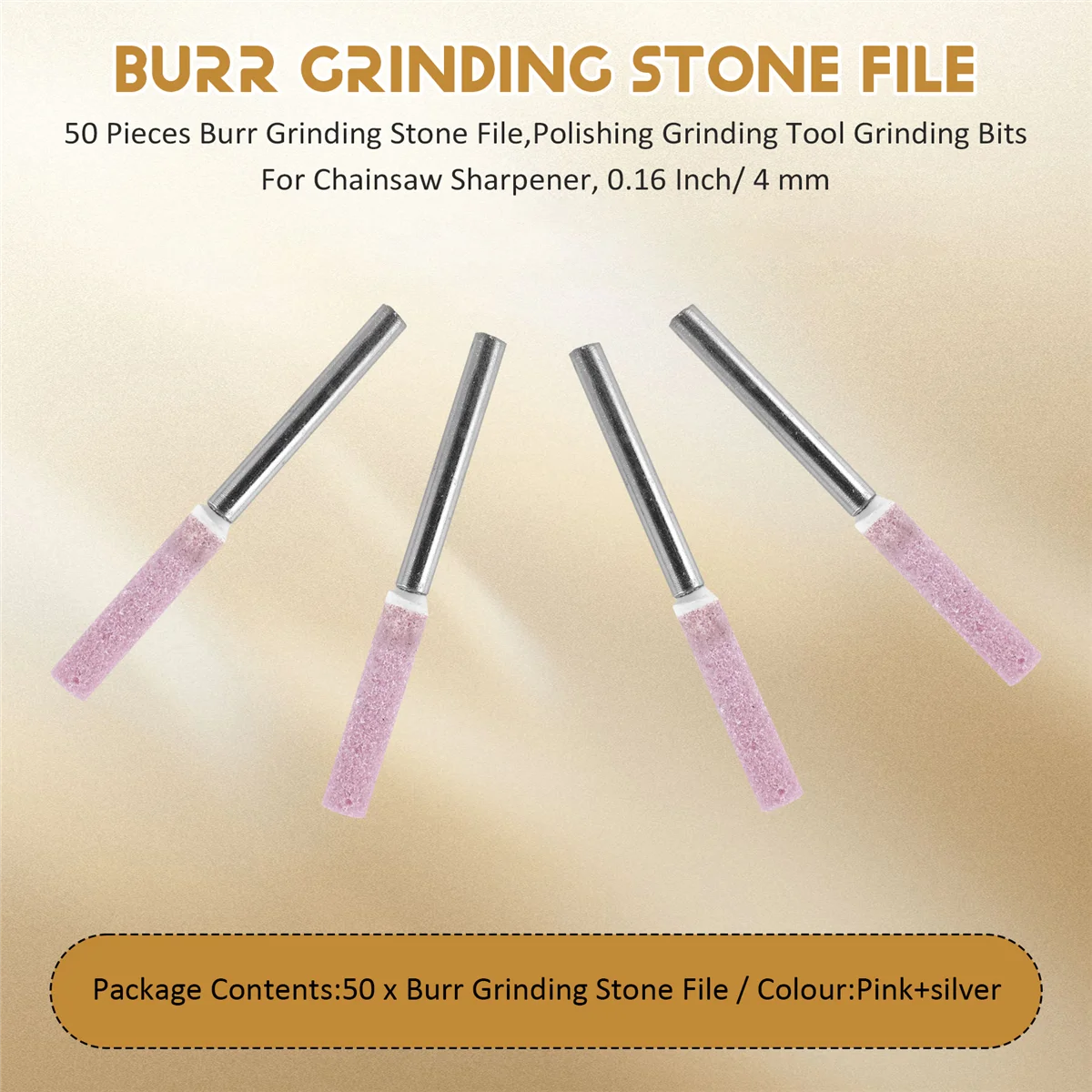 AA84 50 ชิ้น Burr บดหินแฟ้ม,ขัดเครื่องมือบด Bits สําหรับ Chainsaw Sharpener, 0.16 นิ้ว/4 มม.