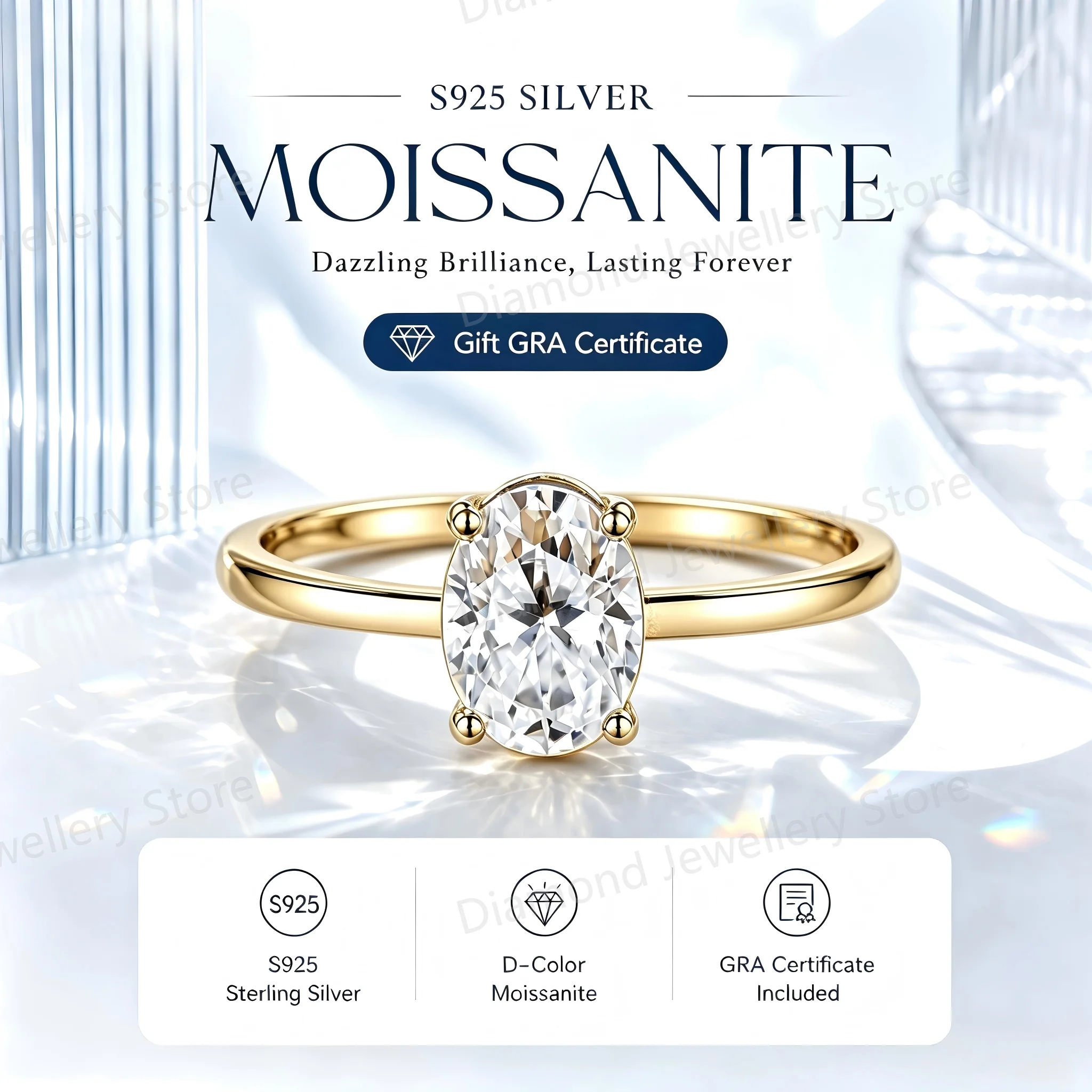 Princess Cut Rings Adjustable Rings With GRA Certificate Moissanite Pass Diamond Tester S925 Sterling Silver Oval Pear Rings Man view 3