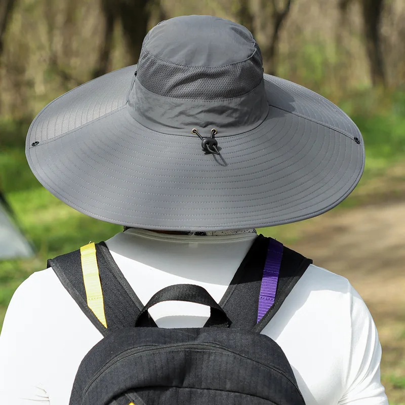 Sombrero de ala grande con protección solar para hombre y mujer, gorro de pesca con cara transpirable, para exteriores, ocio y Pesca