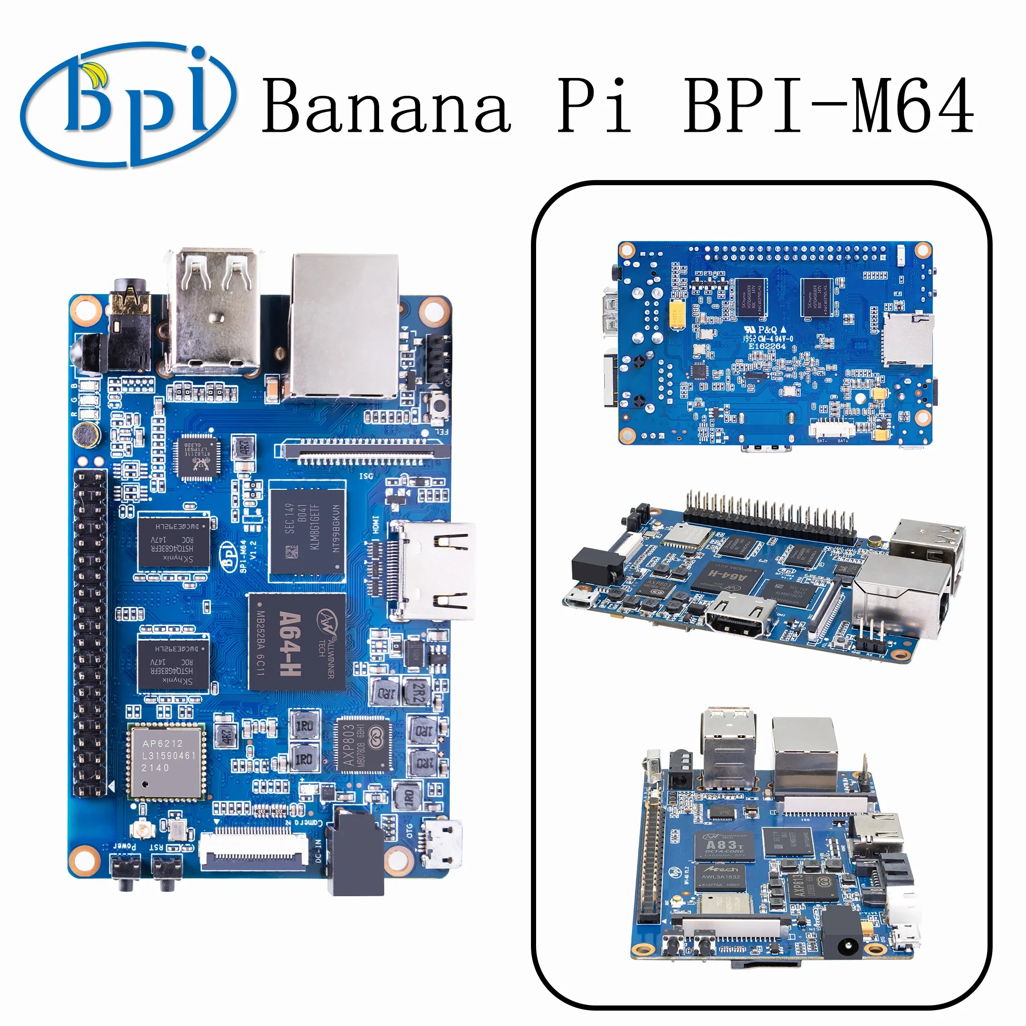 AeroPartsBPI-M64 Allwinner A64 Open Source PCB SBC Development Board -- Quad-Core 2GB DDR3 8GB EMMC For IoT Smart Form Banana Pi