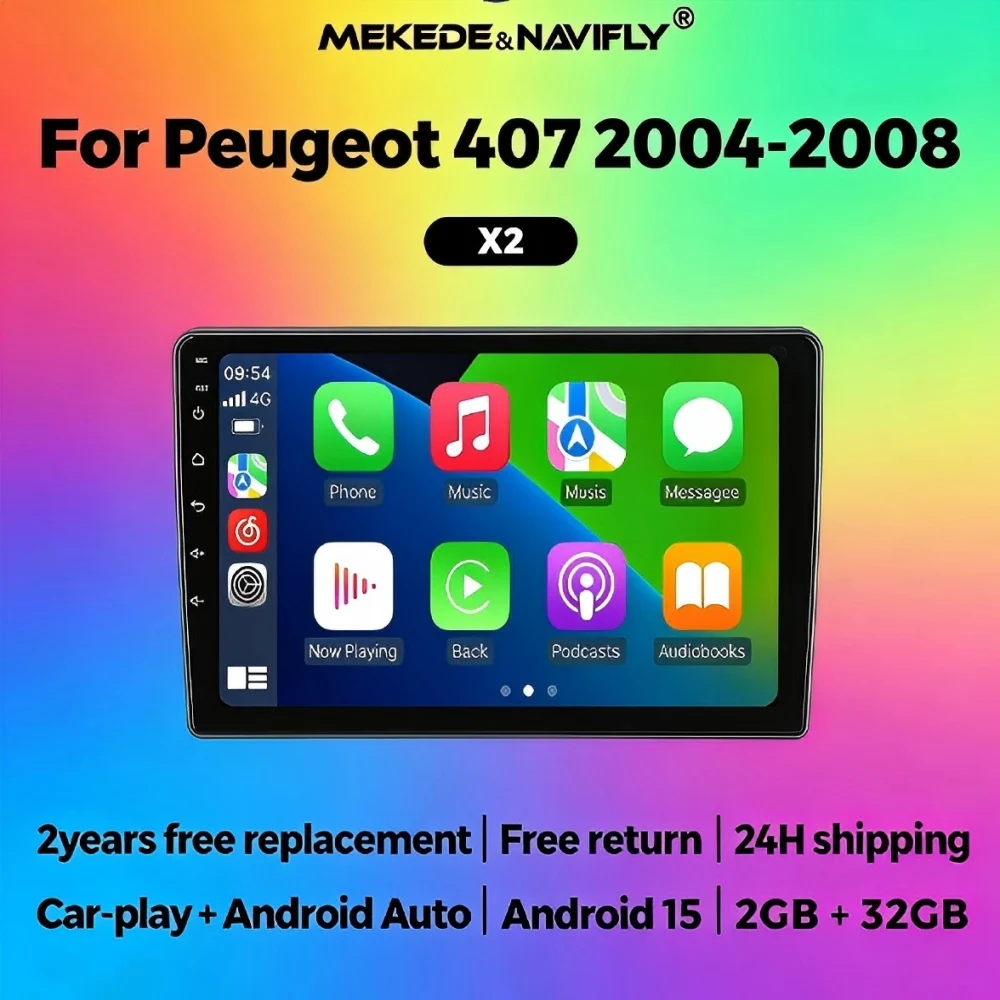 

MEKEDE Android 15 Autoradio Head Unit 2 Din Car Radio For Peugeot 407 SW 407CC 2004-2011 Stereo Carplay Car multimedia display