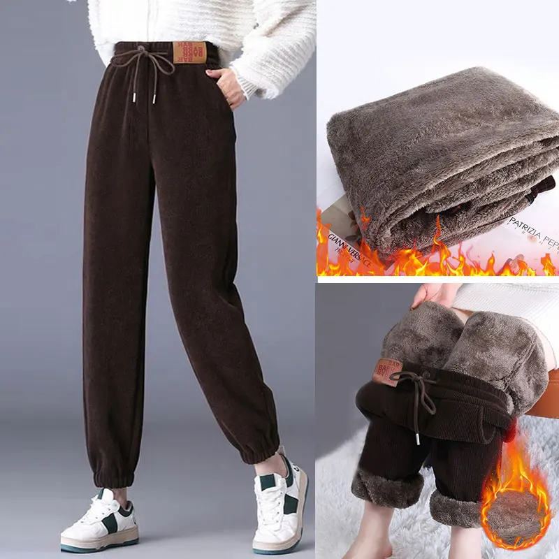 Pants Women Plush Sweatpants Women\'S Autumn And Winter New Pants Loose Straddle Casual Lamb Fleece Warm Cotton Pants