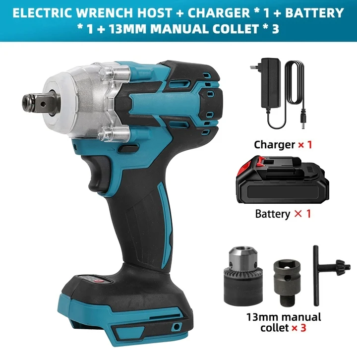 1800NM Borstelloze Draadloze Elektrische Sleutel 1/2 Auto Vrachtwagen Reparatie Schroevendraaier Klopboormachine Oplaadbare Voor Makita 18V Batterij