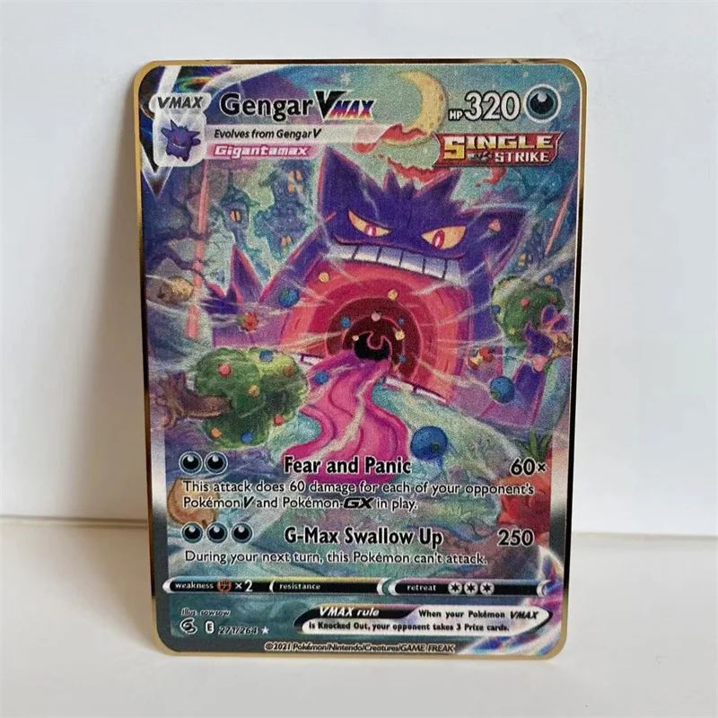 5/10Pcs wholesale DIY Pokemon Metal Cards Gengar Sylveon Mew VMAX English Pokémon Stainless Steel Game Collection Card