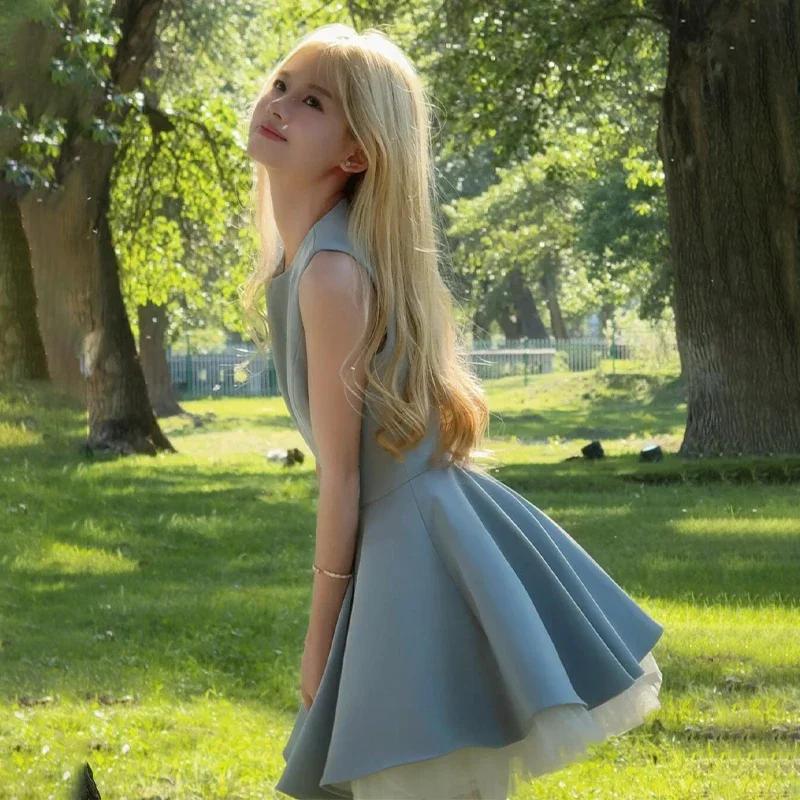 

2025 Summer New Women's Tank Top Dress Loose Commuter High Waist Short Dress