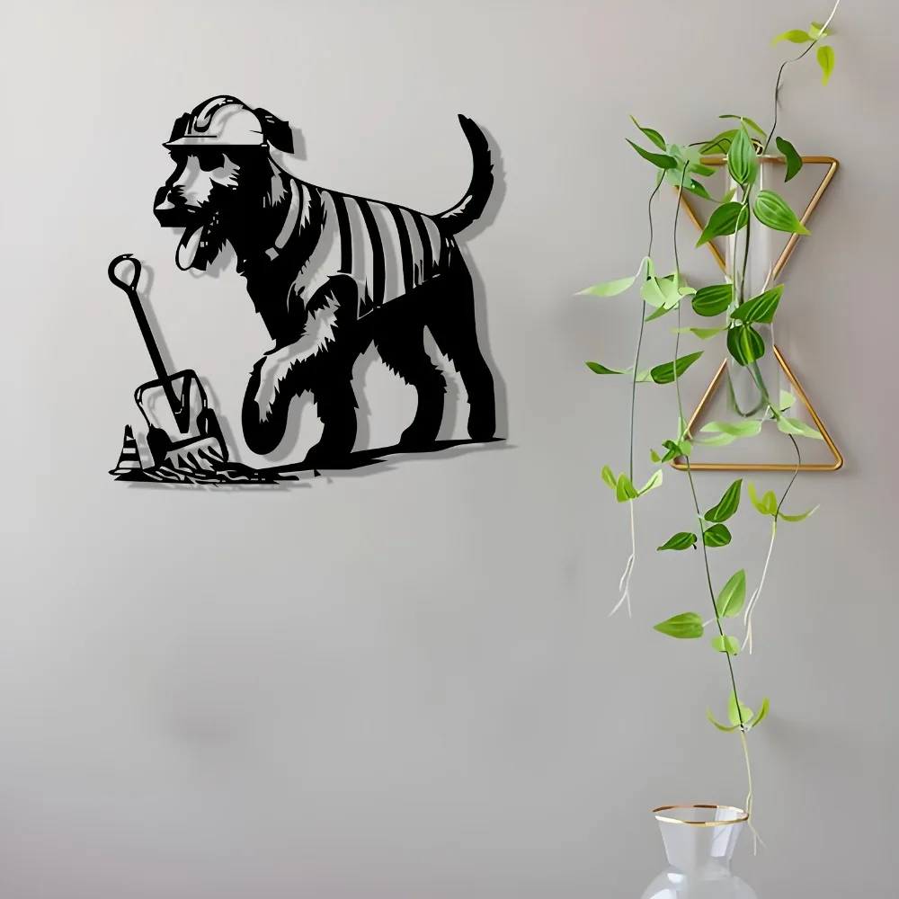 CIFBUY Metal Wall Art Dog Sculpture Weatherproof Iron Pet Decor for Garage Workshop Rustic