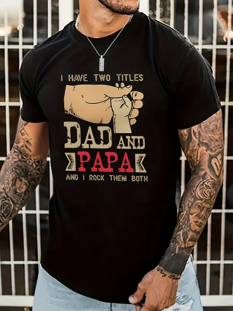 

DAD AND PAPA Print pattern design -100% cotton summer O-neck short sleeve casual men's T-shirt.