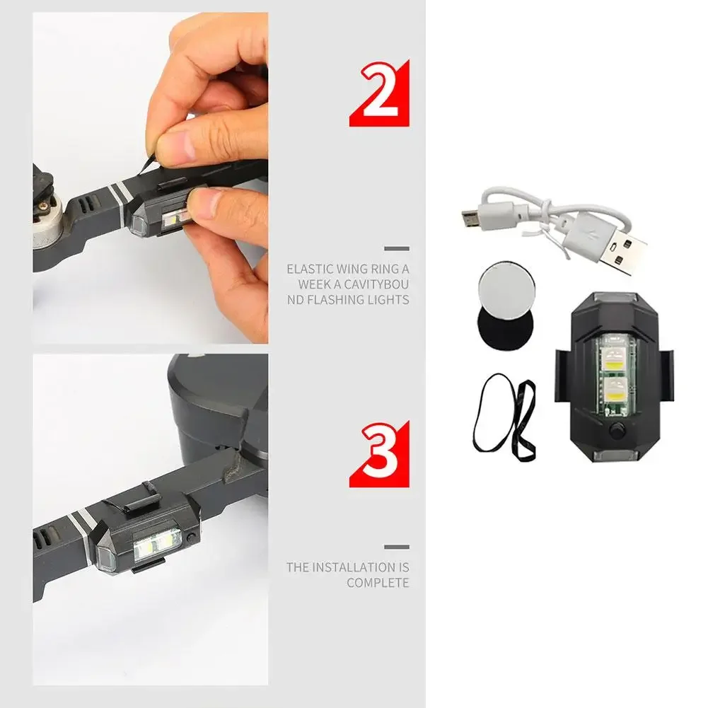 ضوء ستروب USB صغير عالمي 7 ألوان — جهاز تحذير بدون طيار والدراجة والطائرات مع مؤشر إشارة الانعطاف