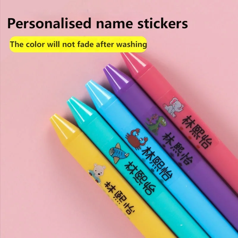 Pegatinas personalizadas con nombre, etiqueta impermeable transparente para guardería, 14x46mm