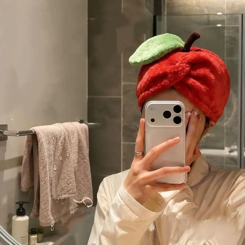 Cute Fruit Shape Hair Drying Cap Super Absorbent Quick Dry Coral Fleece Towel Thickened Shower Bath Cap