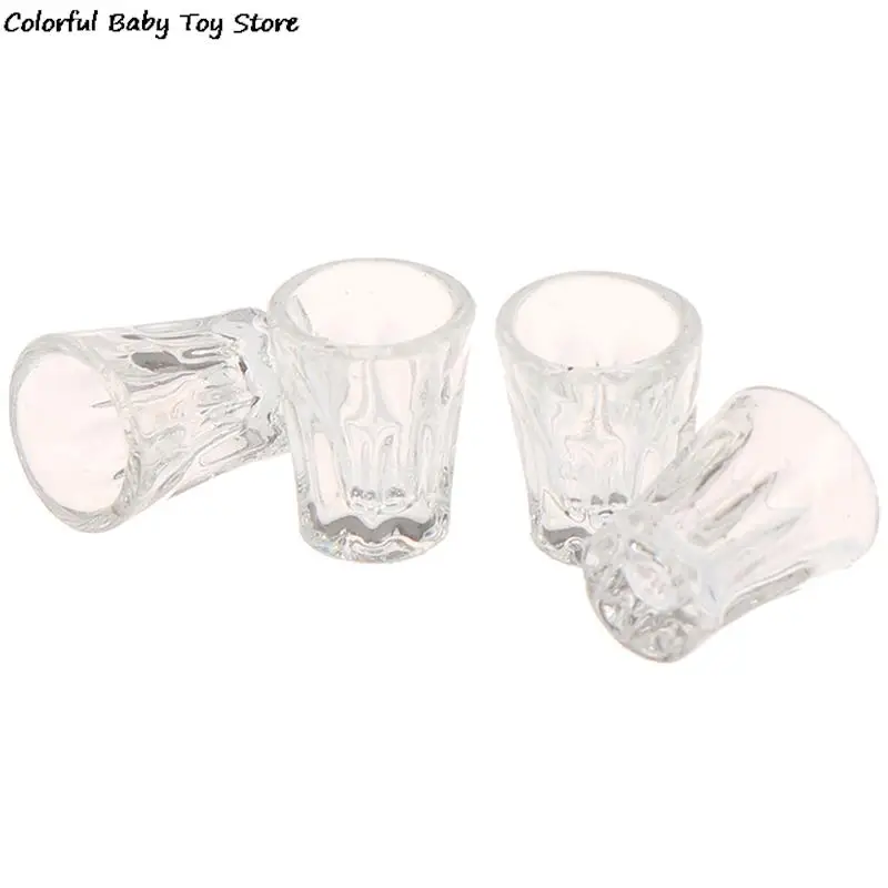 4 pcs Mini Resin Transparent Cup Simulation Furniture Model Toys for Doll house Miniature Accessoriesm Decro