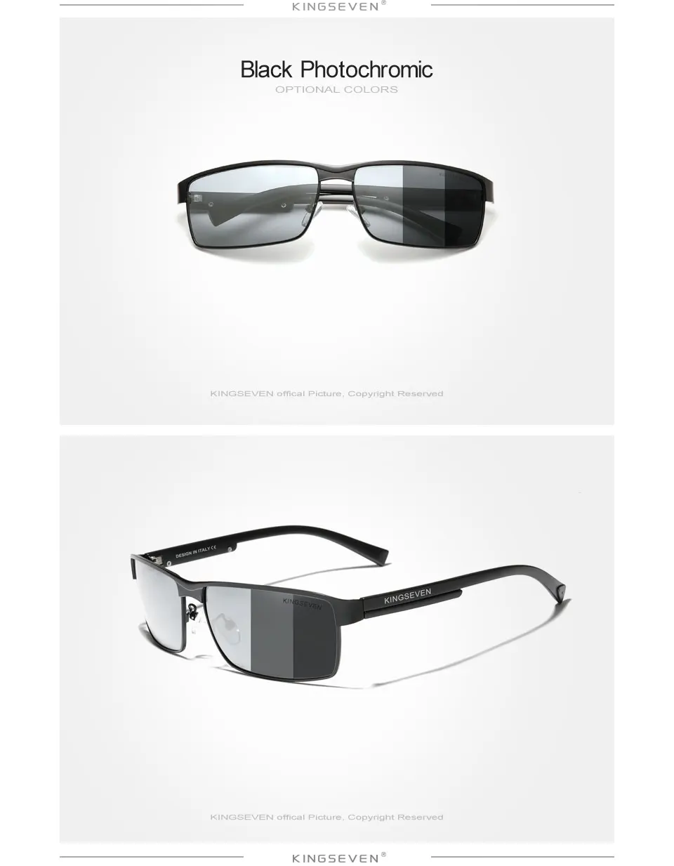 KINGSEVEN Marken-Polarisierte Sonnenbrille für Männer und Frauen, Blendschutzbrille, Eckige Form, UV400-Schutz – Detail 5