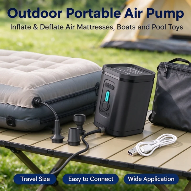 USB Rechargeable Mini Air Pump, 1200mAh Portable Inflator Deflator, Fast Electric Pump for Pool Float Camping Mattress Boat Gift