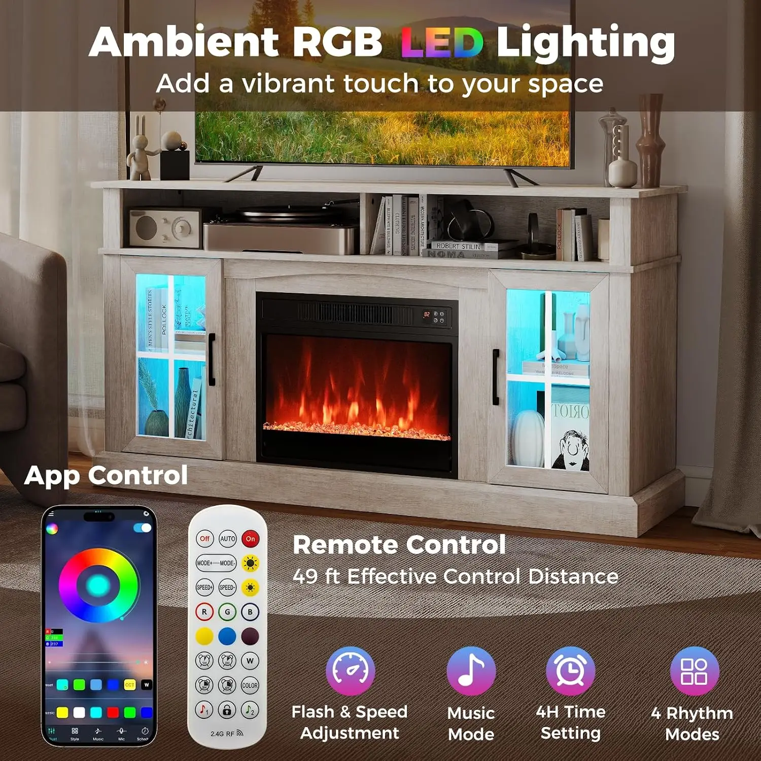 Electric Fireplace TV Stand for TVs Up to 65