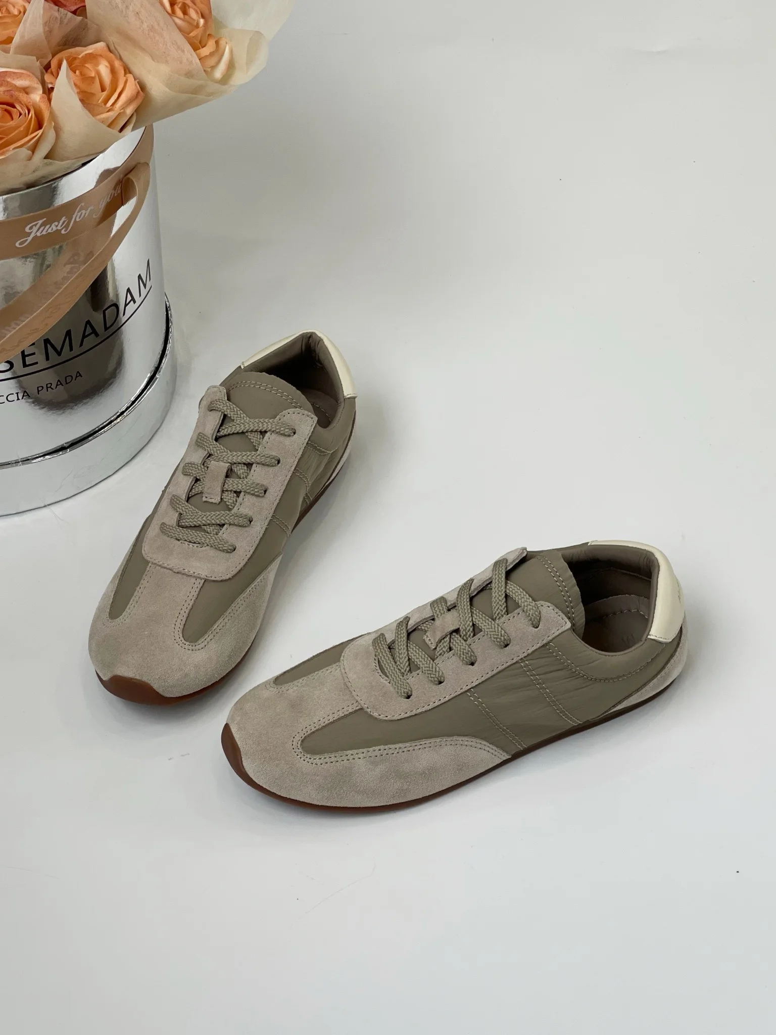 Jenny&Dave Girls Block Vulcanized Sports Sneakers Shoes Women Minimalist Retro Color Genuine Leather Breathable Casual Shoes