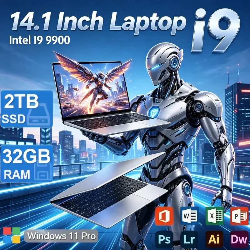 14.1 Inch Notebook Computer Intel Core I9-9900 32GB RAM 2TB SSD Windows11 Laptop For Media Playback