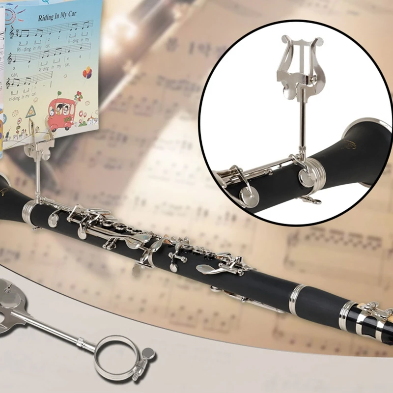 Silver Color Clarinet Sheet Music Clip Holder Clamp On Holder Lyre Musical Instruments Tenor Soprano Tenor Marching Lyre 24BD