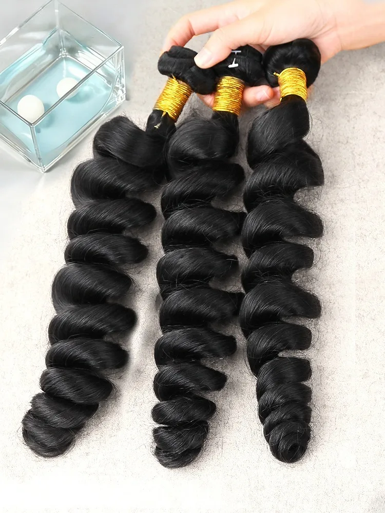 Extensions de cheveux humains brésiliens vierges non traités, ondulés lâches, 30, 32, 40 pouces, 1, 3 ou 4 paquets