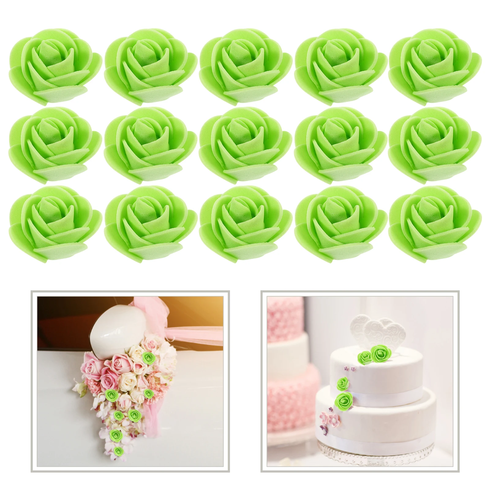 

60 Pcs Fake Flowers Simulated Bubble Artificial Decor Simulation Green Rose Bride