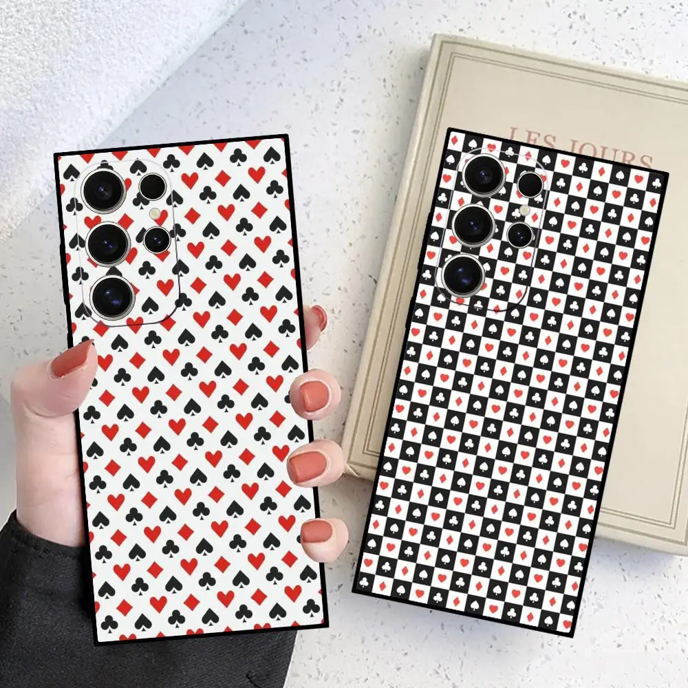 Poker pattern Phone Case For Samsung Galaxy S24 S23 S22 S21 S20 Ultra FE Plus M55 M54 Black Case Cover