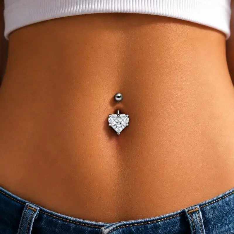 1Pcs Stainless Steel Navel Ring With Multiple Types Of Zirconia - Women's Body Piercing Jewelry