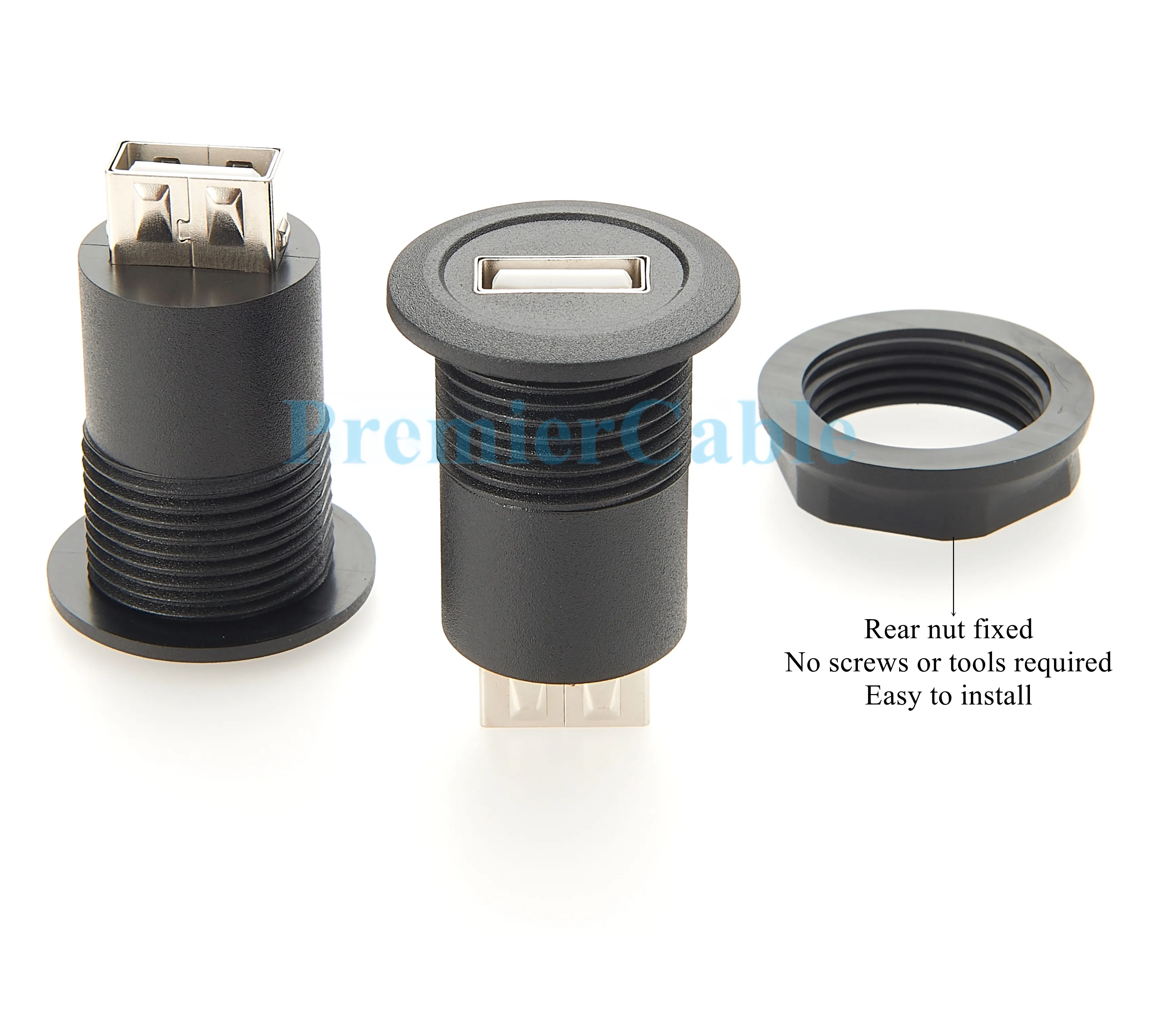 USB 2.0 A Buchse-zu-Buchse-Verbinder, runde Einbaubuchse, 480 Mbit/s, USB Typ A, Schottverbinder, Adapter, Buchsenverlängerung – Detail 2