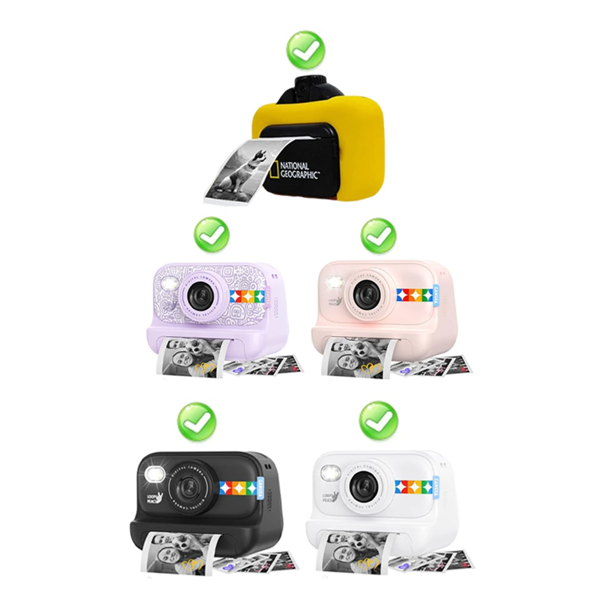 57x30mm White Self-Adhesive Sticker Paper BPA-Free Waterproof for Kids Instant Camera, Portable Printer, Photo Journal DIY