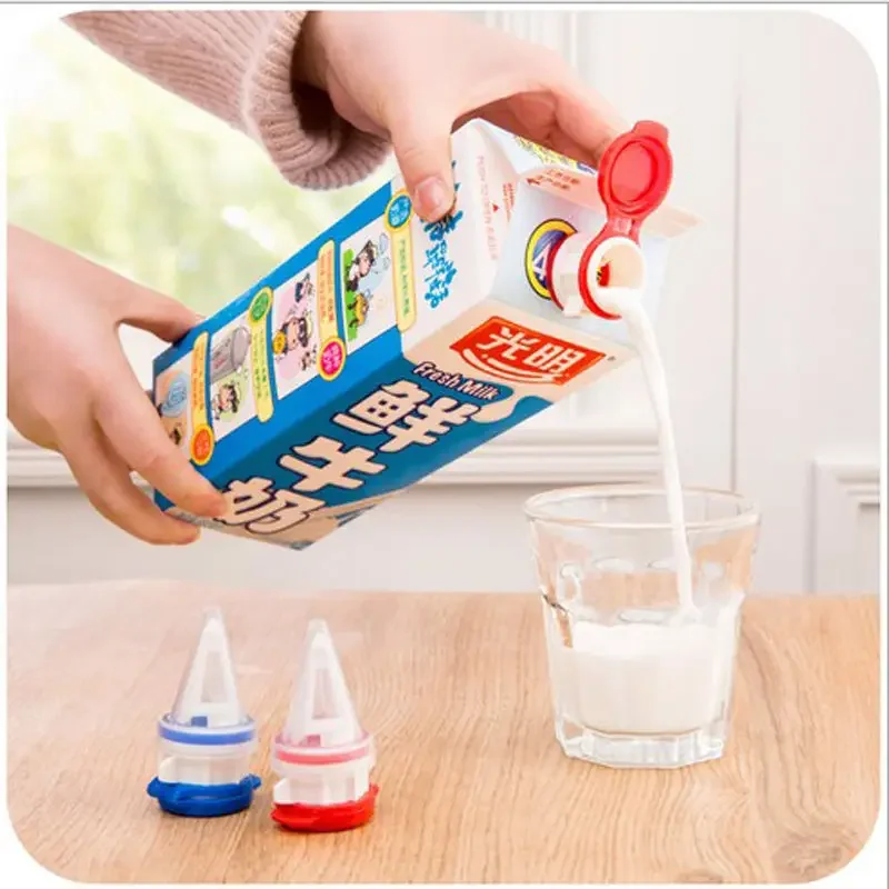 2pc Spout Pourer Silicone Milk Bottles Brick Drink Bottle Splitter Beverage Changeover Caps Keep Drink Fresh Kitchen Gadget