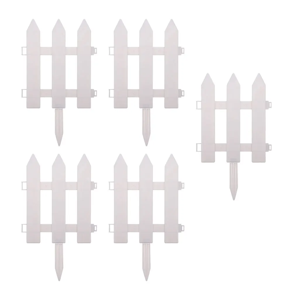 

5 Sets White Plastic Garden Fence 25L 30H DIY Decorative Lawn Flowerbeds Borders Fences for Terrace Yard Scene Adornment Garden