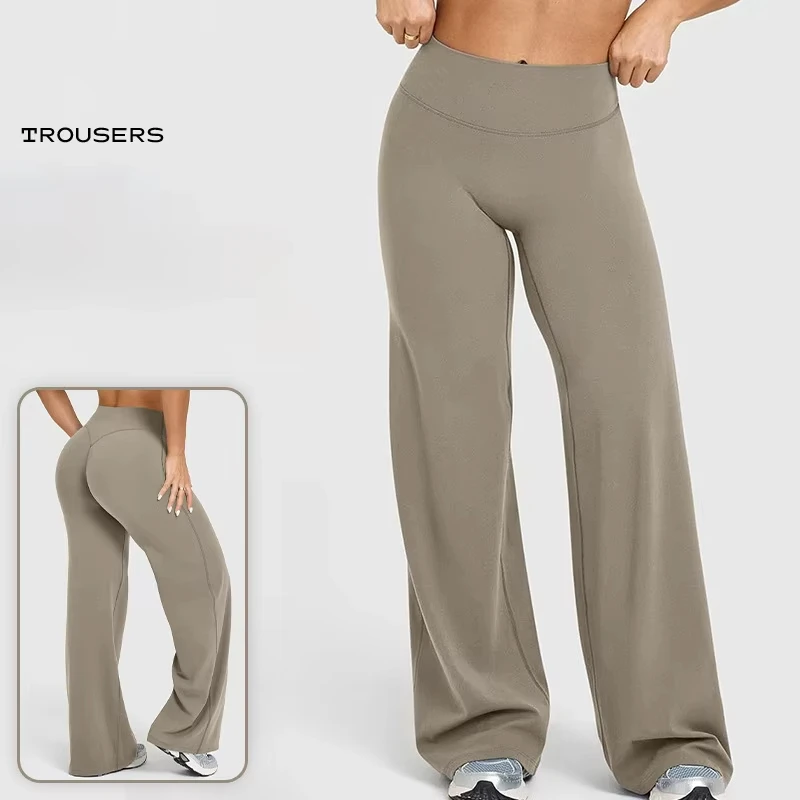 2026 Spring Autumn Loose Fit Wide Leg Leggings Women High Stretch Quick Drying Sports Trousers Woman Butt Lifting Pilates Yoga P
