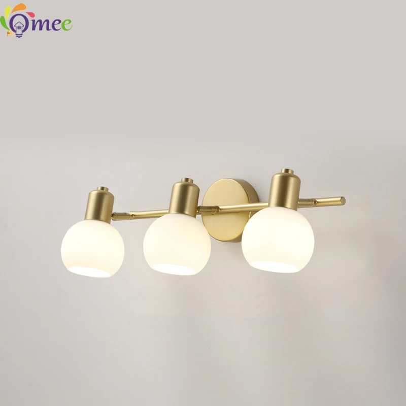 Modern Wall Light 2/3 Head Glass cover Bathroom Light Washroom Vanity Mirror Iron Interior Home Decoration Minimalist Lighting