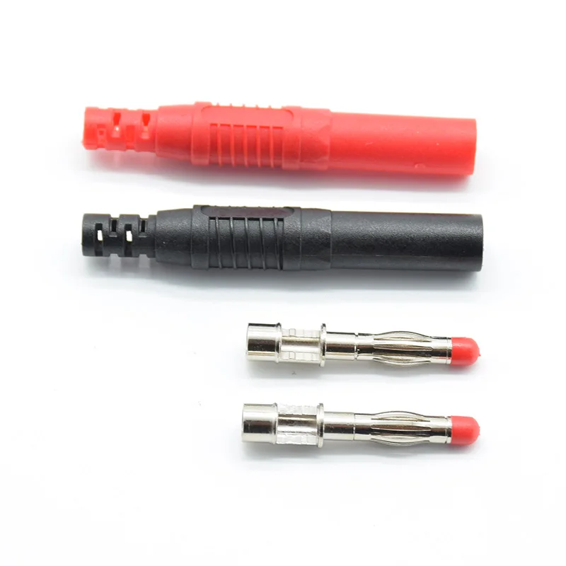 2Pcs high current voltage gauge Straight Insulated Safety 4mm Male Banana  Wire Solder DIY Connectors Instrument test plug